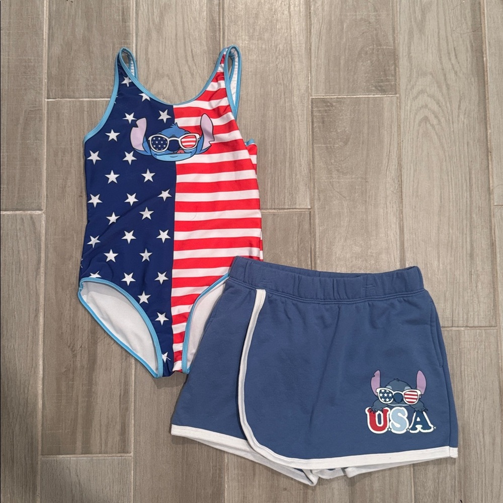 Disney Stitch USA Swimsuit and Skort Set